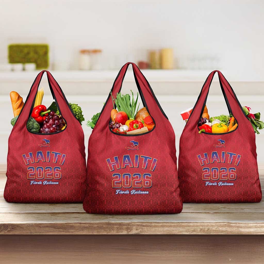 Afro-Haitians World Football 2026 Grocery Bag Haiti est de Retour Red Voodoo Veve Spirits - African Pride