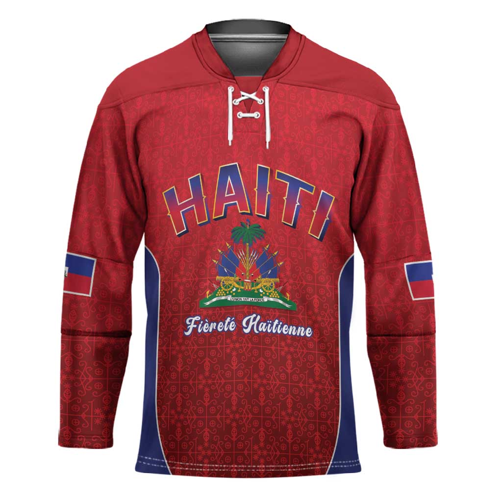 Afro-Haitians World Football 2026 Hockey Jersey Haiti est de Retour Red Voodoo Veve Spirits