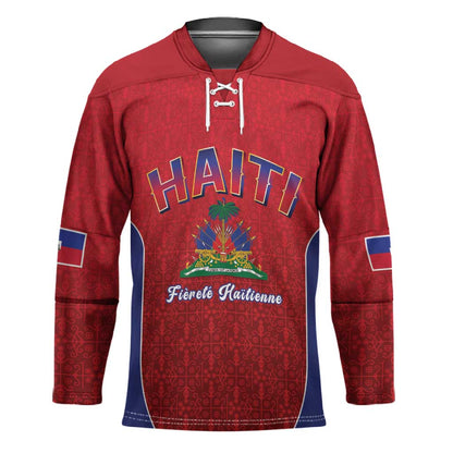 Afro-Haitians World Football 2026 Hockey Jersey Haiti est de Retour Red Voodoo Veve Spirits