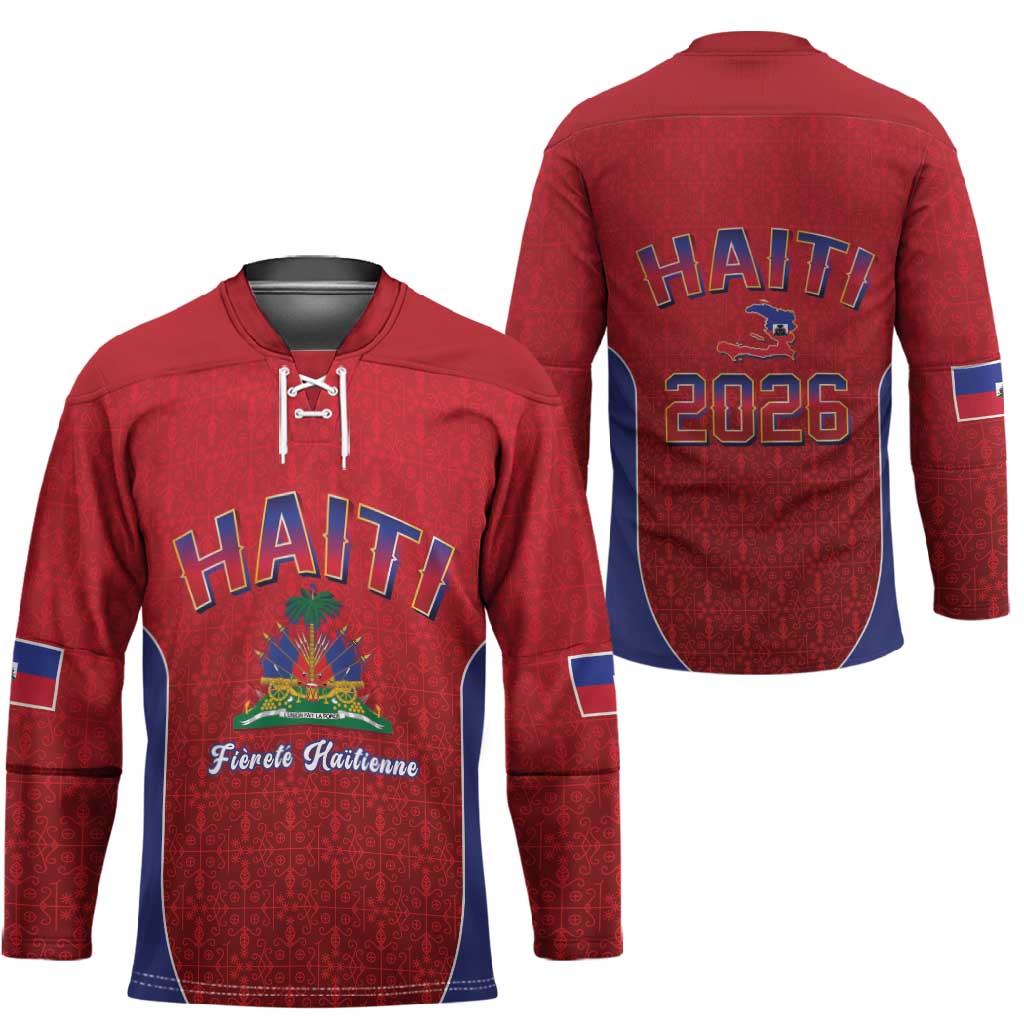 Afro-Haitians World Football 2026 Hockey Jersey Haiti est de Retour Red Voodoo Veve Spirits