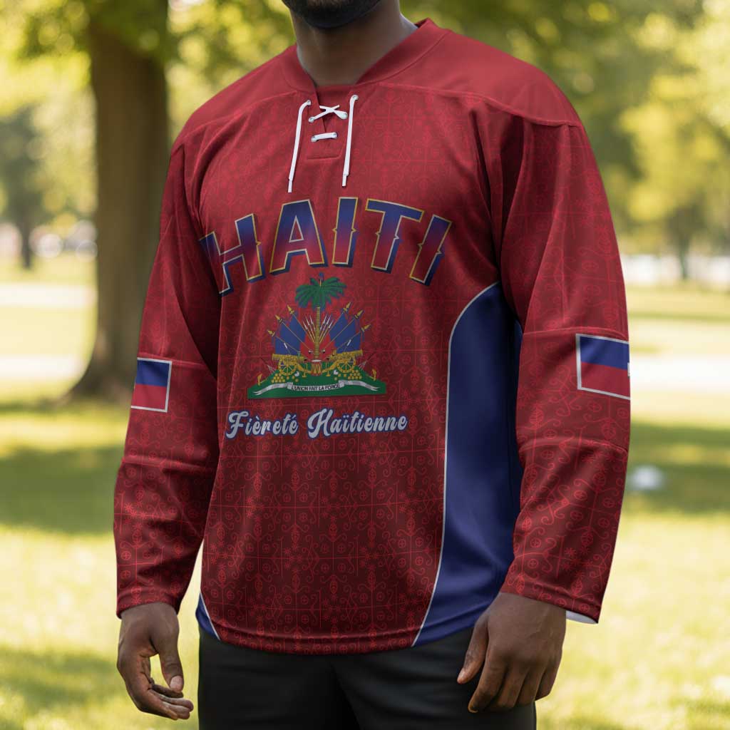 Afro-Haitians World Football 2026 Hockey Jersey Haiti est de Retour Red Voodoo Veve Spirits