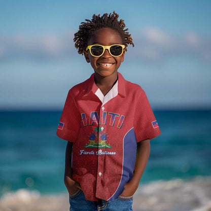 Afro-Haitians World Football 2026 Kid Hawaiian Shirt Haiti est de Retour Red Voodoo Veve Spirits - African Pride
