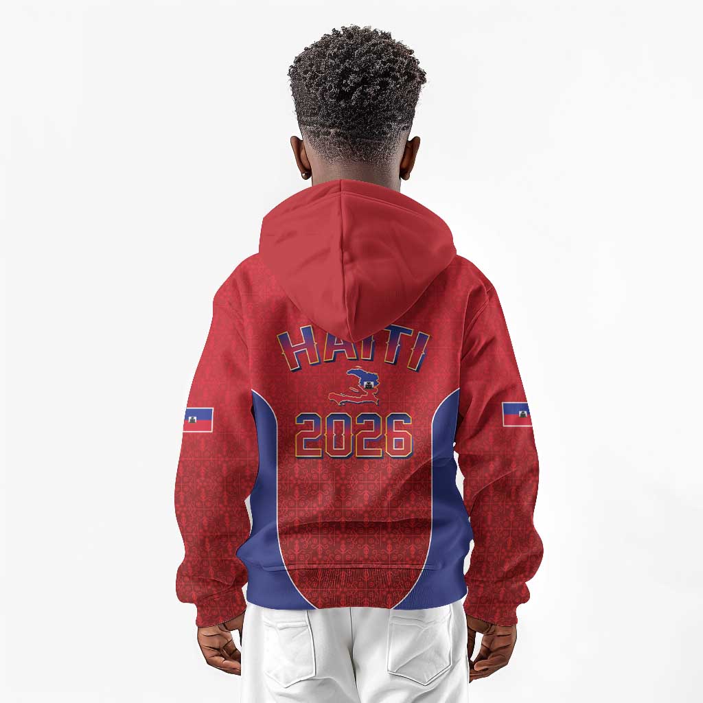Afro-Haitians World Football 2026 Kid Hoodie Haiti est de Retour Red Voodoo Veve Spirits - African Pride