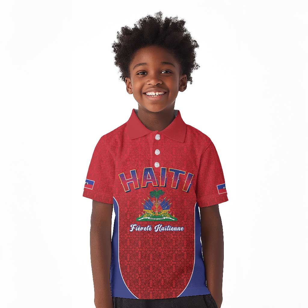 Afro-Haitians World Football 2026 Kid Polo Shirt Haiti est de Retour Red Voodoo Veve Spirits - African Pride