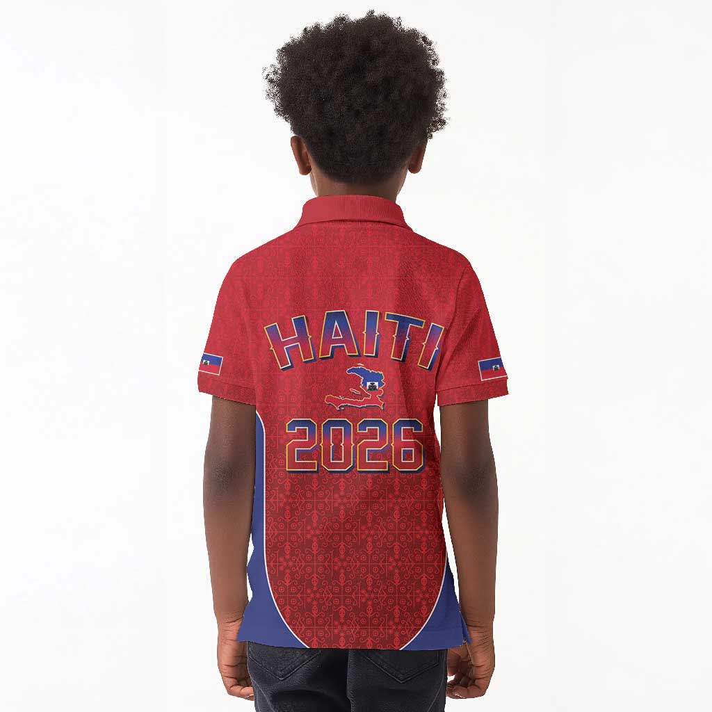 Afro-Haitians World Football 2026 Kid Polo Shirt Haiti est de Retour Red Voodoo Veve Spirits - African Pride