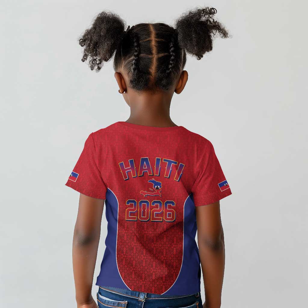 Afro-Haitians World Football 2026 Kid T shirt Haiti est de Retour Red Voodoo Veve Spirits - African Pride