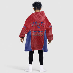 Afro-Haitians World Football 2026 Kid Wearable Blanket Hoodie Haiti est de Retour Red Voodoo Veve Spirits - African Pride