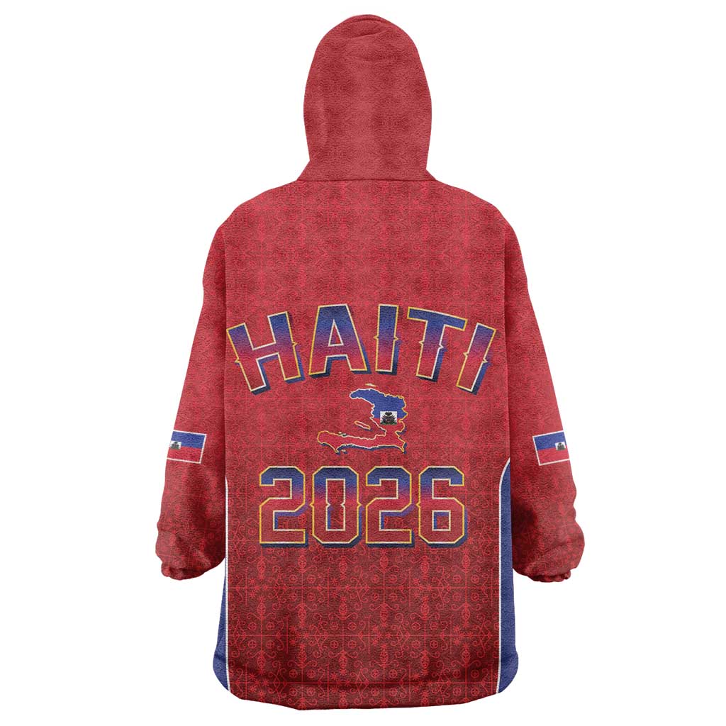 Afro-Haitians World Football 2026 Kid Wearable Blanket Hoodie Haiti est de Retour Red Voodoo Veve Spirits - African Pride