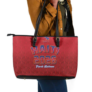 Afro-Haitians World Football 2026 Leather Tote Bag Haiti est de Retour Red Voodoo Veve Spirits - African Pride