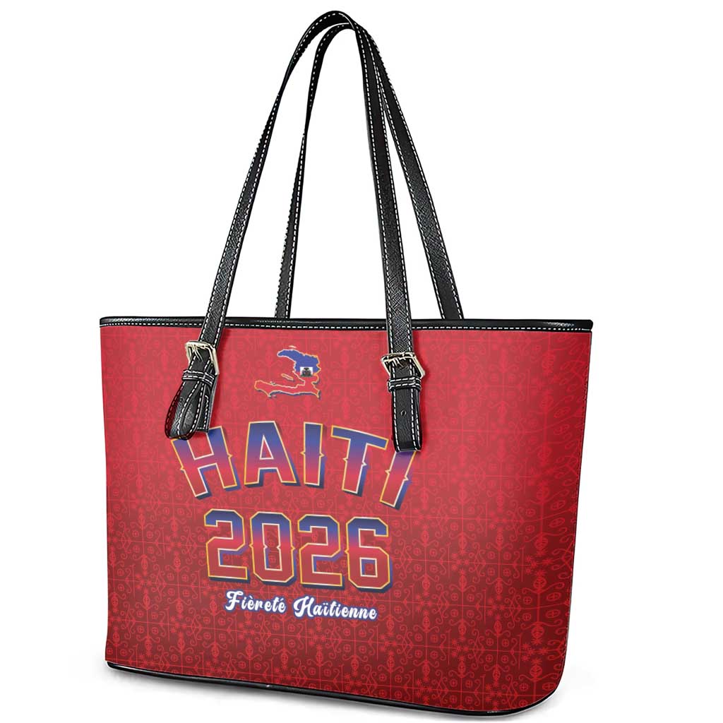 Afro-Haitians World Football 2026 Leather Tote Bag Haiti est de Retour Red Voodoo Veve Spirits - African Pride