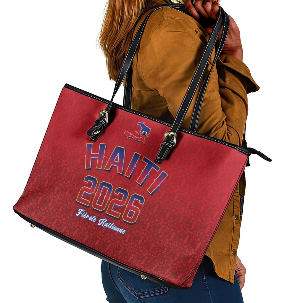 Afro-Haitians World Football 2026 Leather Tote Bag Haiti est de Retour Red Voodoo Veve Spirits - African Pride