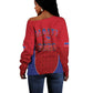 Afro-Haitians World Football 2026 Off Shoulder Sweater Haiti est de Retour Red Voodoo Veve Spirits - African Pride