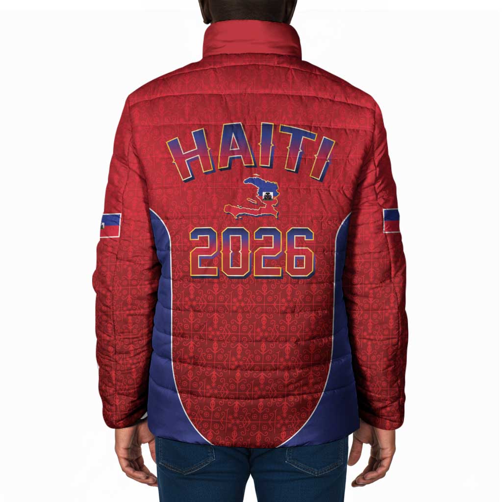 Afro-Haitians World Football 2026 Padded Jacket Haiti est de Retour Red Voodoo Veve Spirits