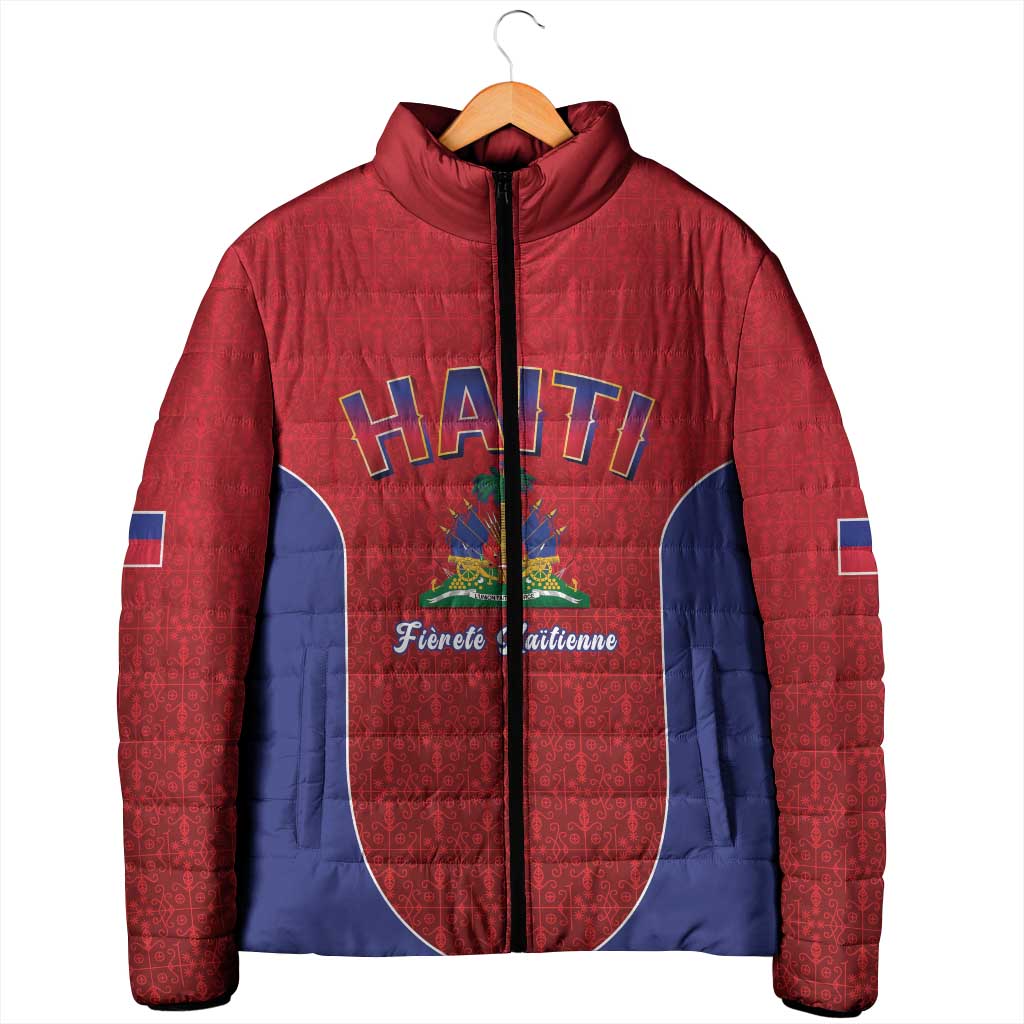 Afro-Haitians World Football 2026 Padded Jacket Haiti est de Retour Red Voodoo Veve Spirits