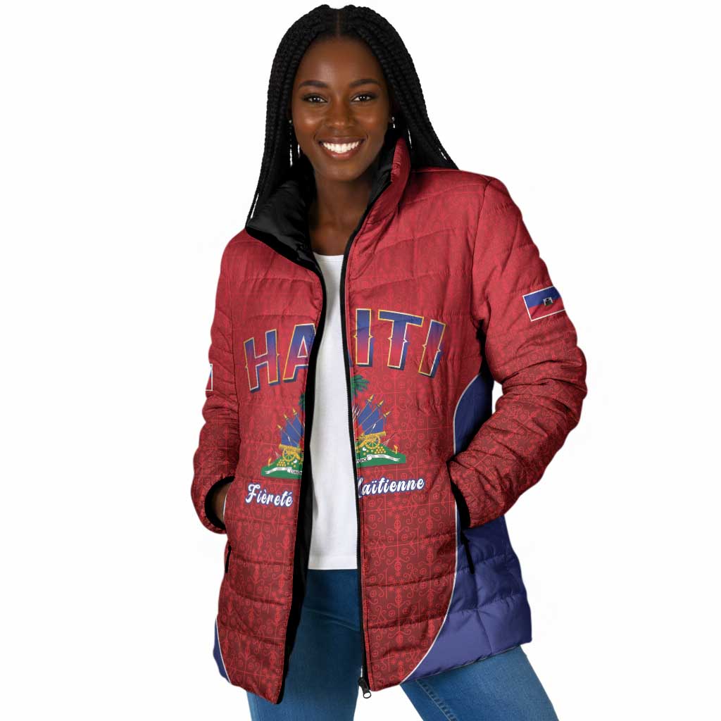 Afro-Haitians World Football 2026 Padded Jacket Haiti est de Retour Red Voodoo Veve Spirits