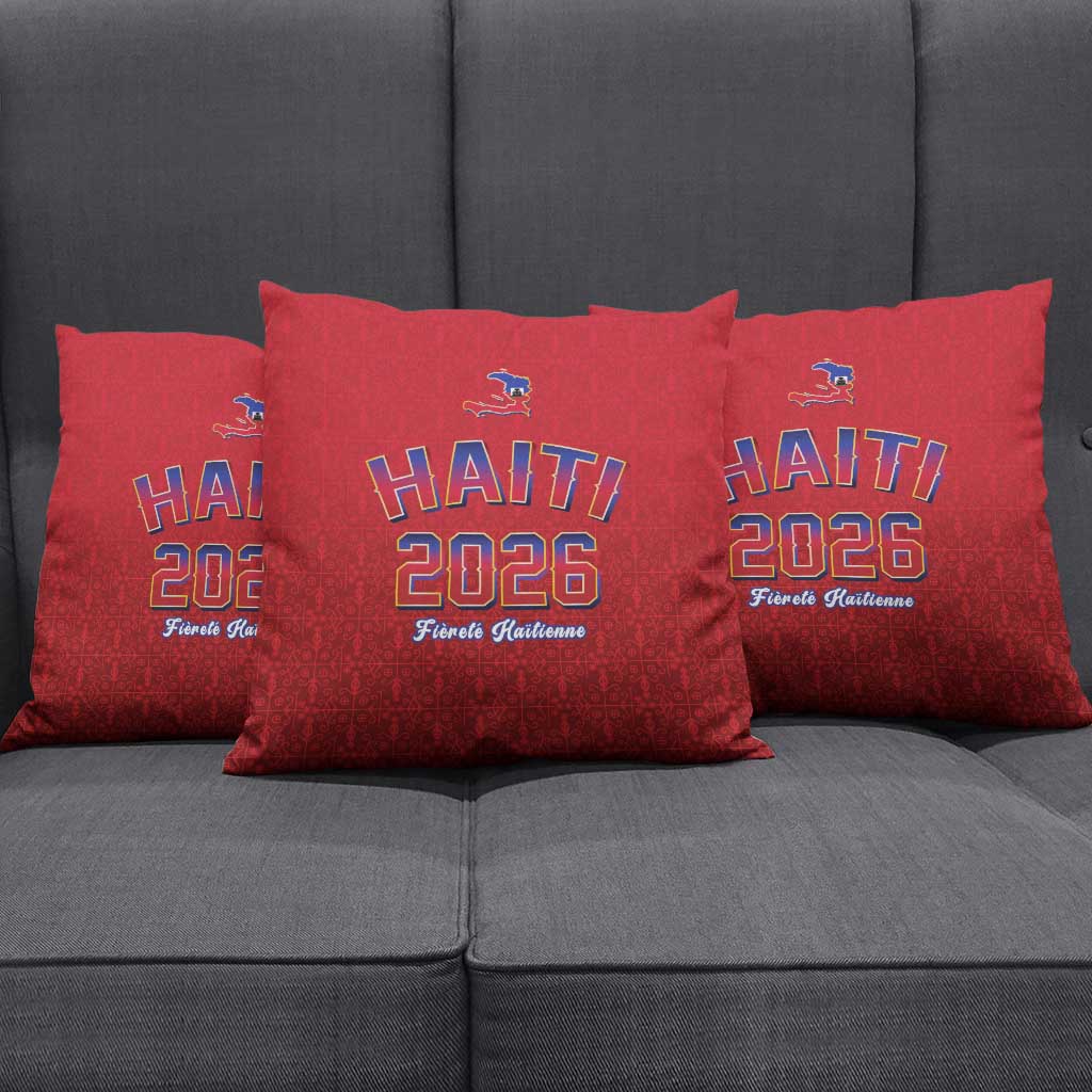 Afro-Haitians World Football 2026 Pillow Cover Haiti est de Retour Red Voodoo Veve Spirits