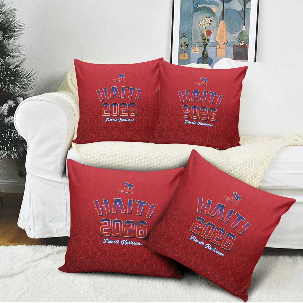 Afro-Haitians World Football 2026 Pillow Cover Haiti est de Retour Red Voodoo Veve Spirits