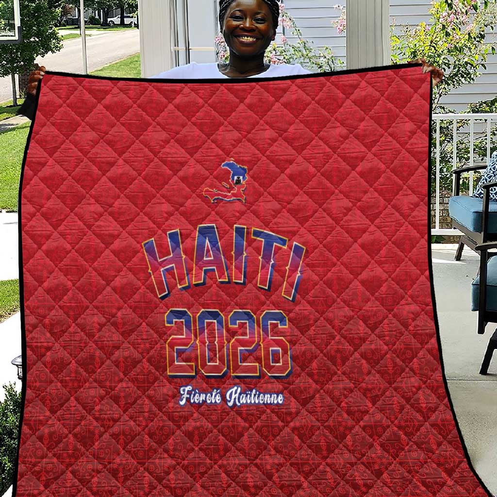 Afro-Haitians World Football 2026 Quilt Haiti est de Retour Red Voodoo Veve Spirits - African Pride