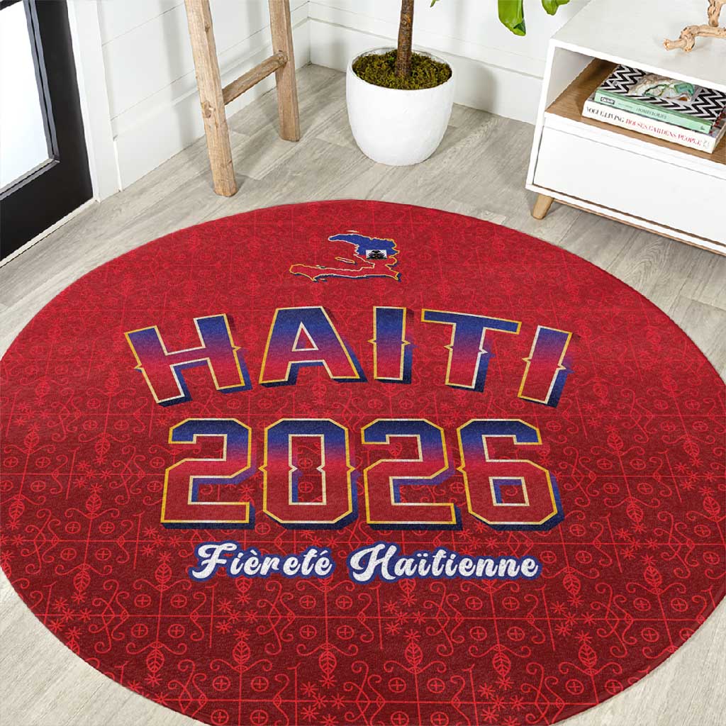 Afro-Haitians World Football 2026 Round Carpet Haiti est de Retour Red Voodoo Veve Spirits - African Pride