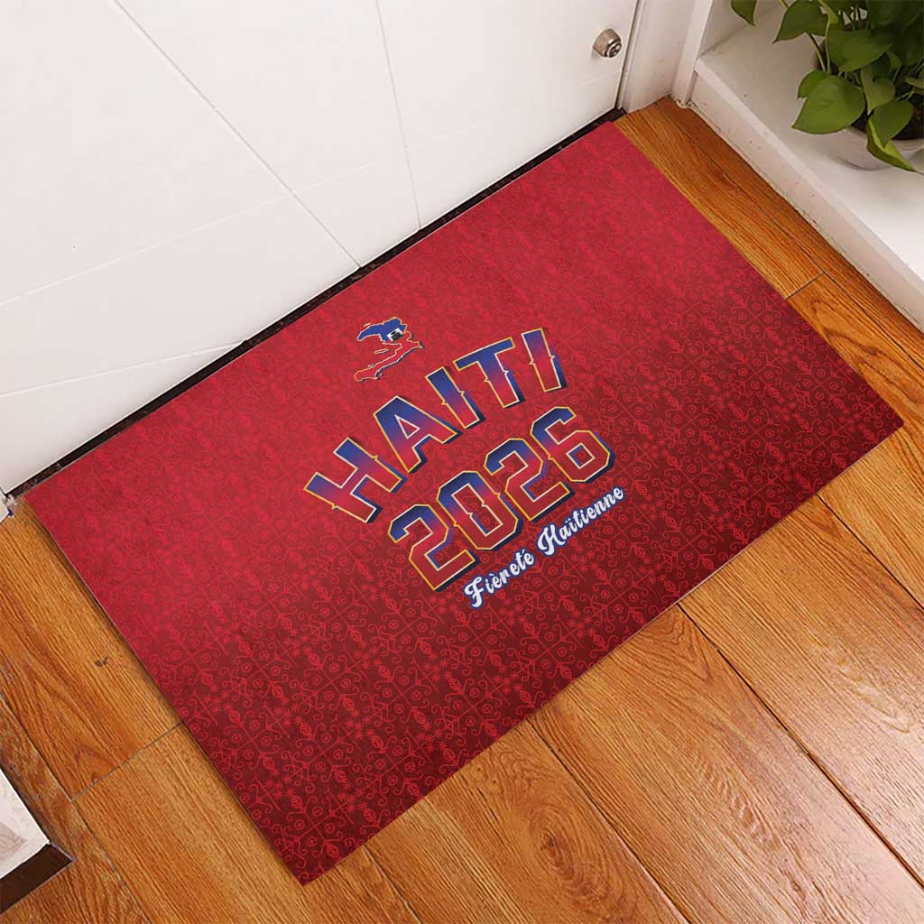 Afro-Haitians World Football 2026 Rubber Doormat Haiti est de Retour Red Voodoo Veve Spirits - African Pride