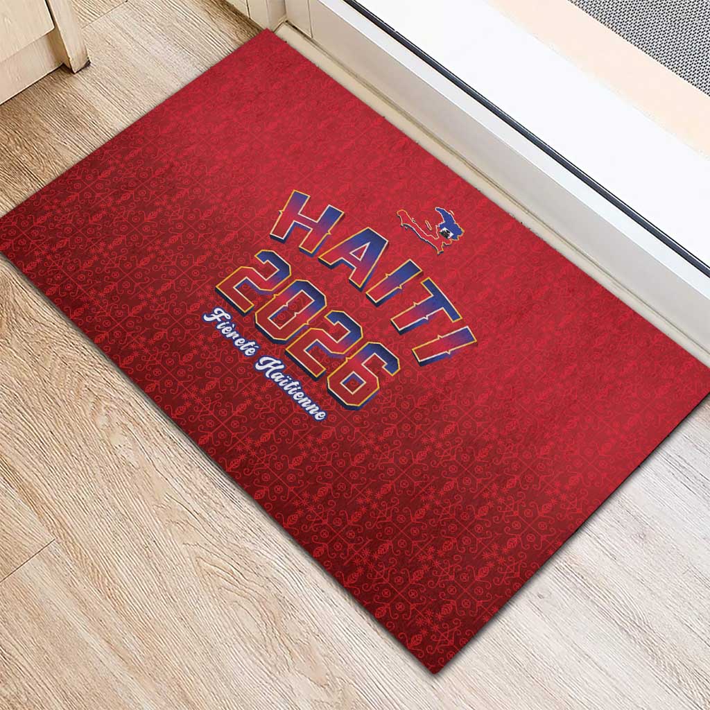 Afro-Haitians World Football 2026 Rubber Doormat Haiti est de Retour Red Voodoo Veve Spirits - African Pride