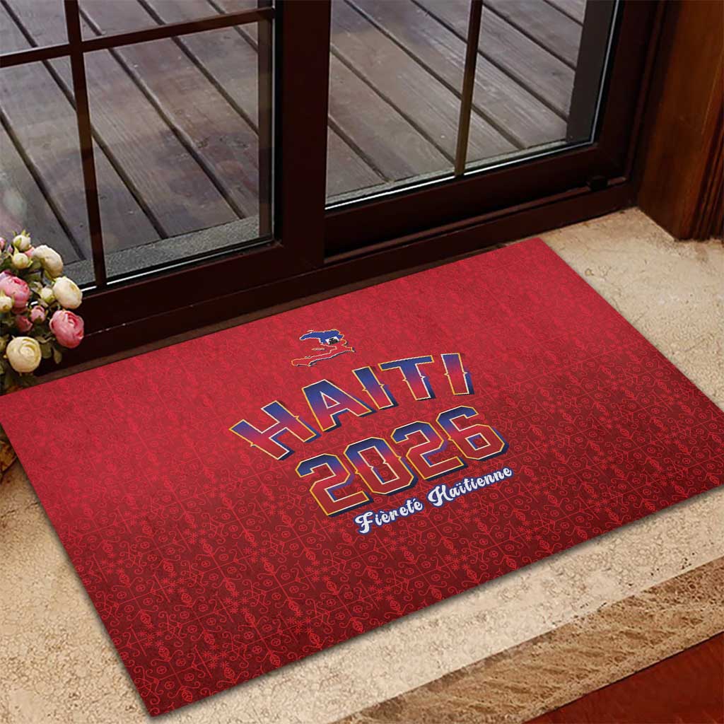 Afro-Haitians World Football 2026 Rubber Doormat Haiti est de Retour Red Voodoo Veve Spirits - African Pride