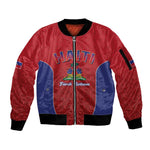 Afro-Haitians World Football 2026 Sleeve Zip Bomber Jacket Haiti est de Retour Red Voodoo Veve Spirits - African Pride