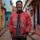 Afro-Haitians World Football 2026 Sleeve Zip Bomber Jacket Haiti est de Retour Red Voodoo Veve Spirits - African Pride