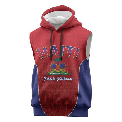 Afro-Haitians World Football 2026 Sleeveless Hoodie Haiti est de Retour Red Voodoo Veve Spirits - African Pride