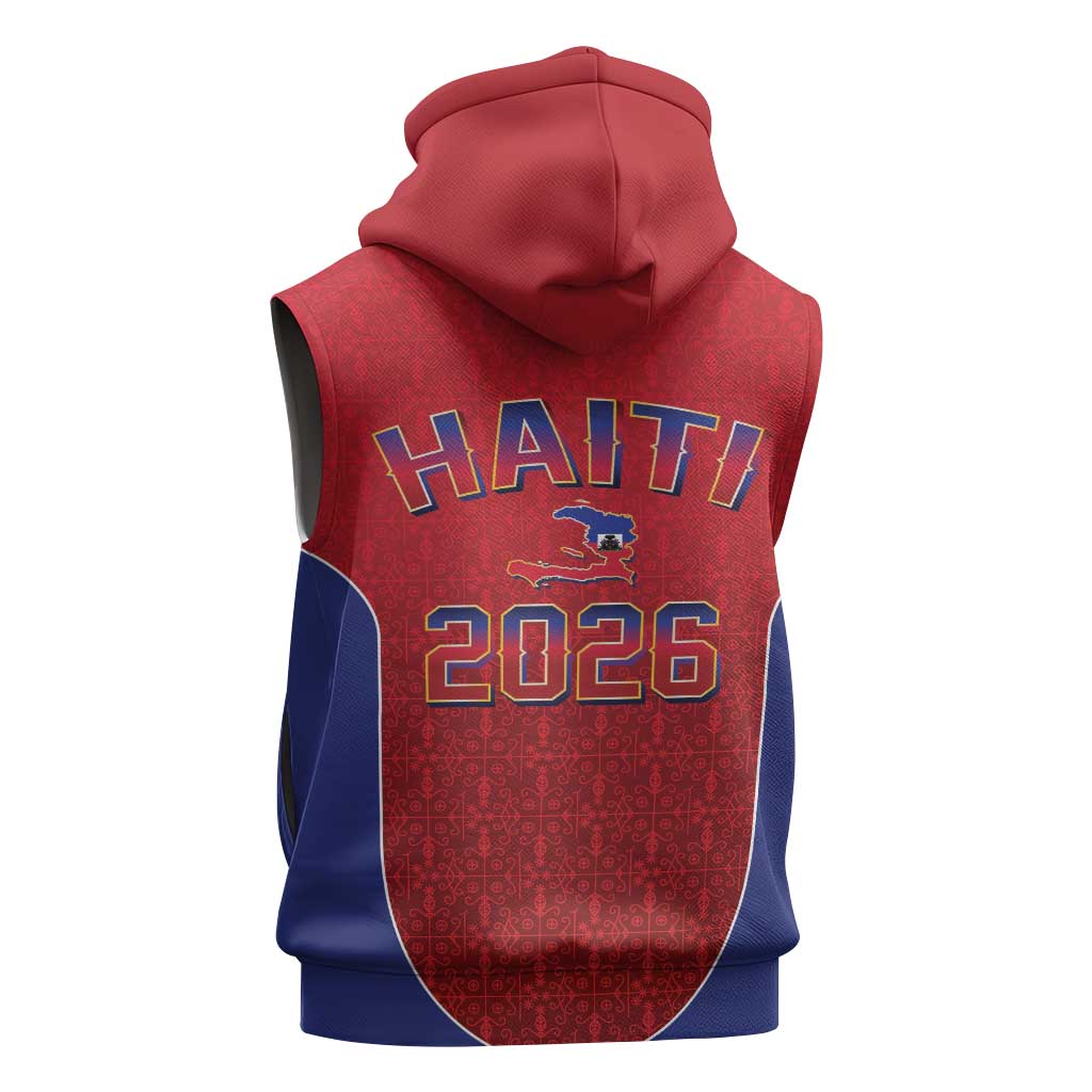 Afro-Haitians World Football 2026 Sleeveless Hoodie Haiti est de Retour Red Voodoo Veve Spirits - African Pride
