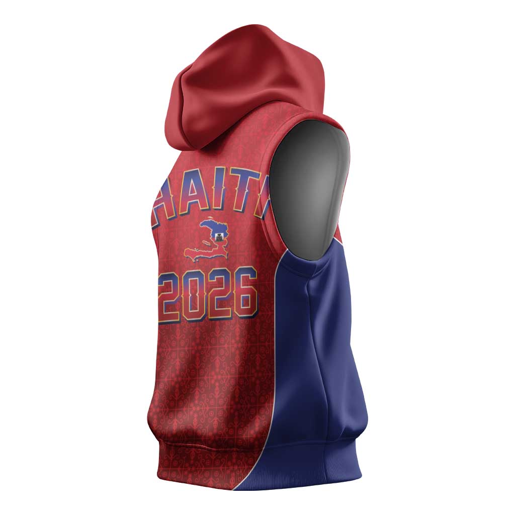 Afro-Haitians World Football 2026 Sleeveless Hoodie Haiti est de Retour Red Voodoo Veve Spirits - African Pride