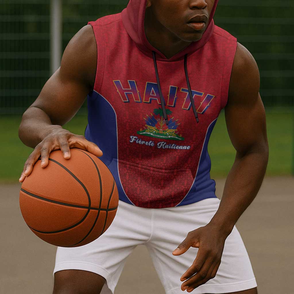 Afro-Haitians World Football 2026 Sleeveless Hoodie Haiti est de Retour Red Voodoo Veve Spirits - African Pride