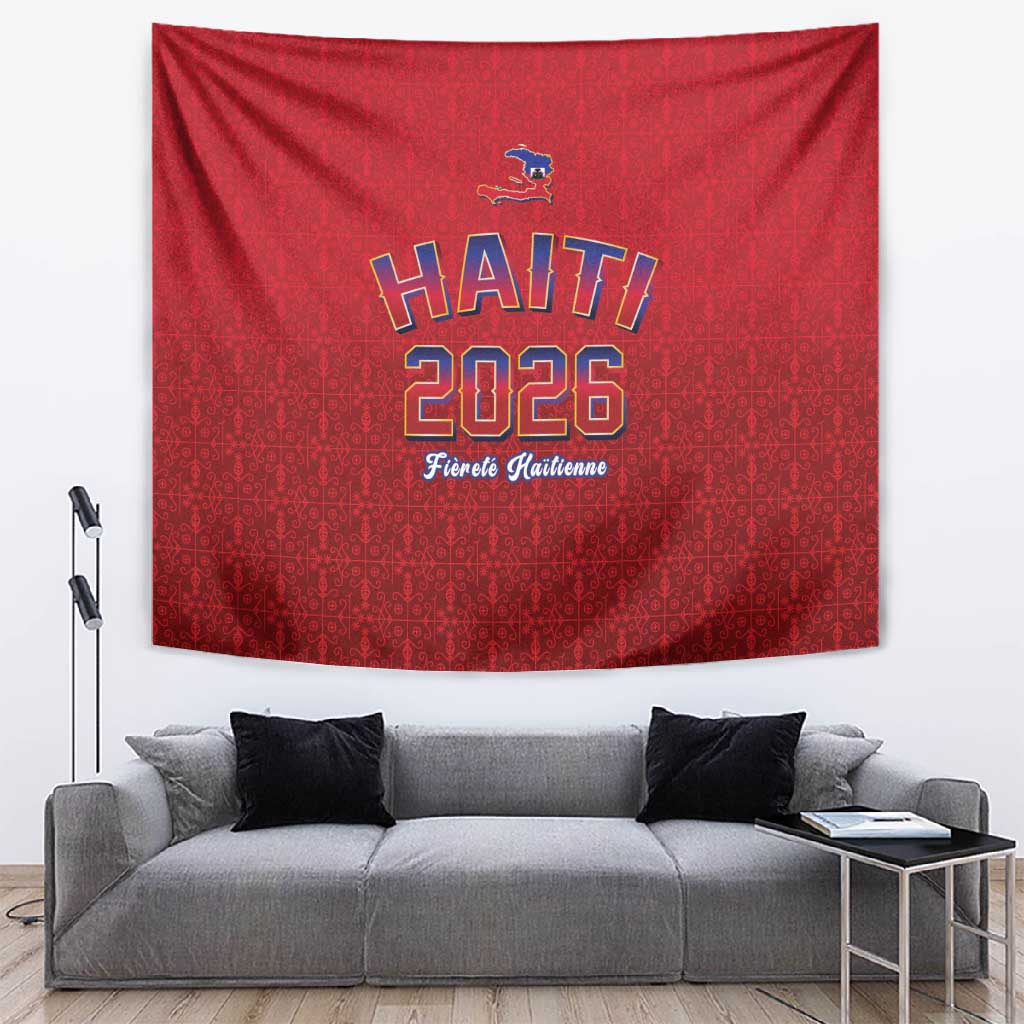 Afro-Haitians World Football 2026 Tapestry Haiti est de Retour Red Voodoo Veve Spirits - African Pride