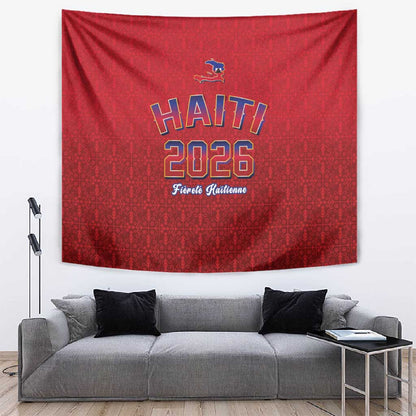 Afro-Haitians World Football 2026 Tapestry Haiti est de Retour Red Voodoo Veve Spirits - African Pride
