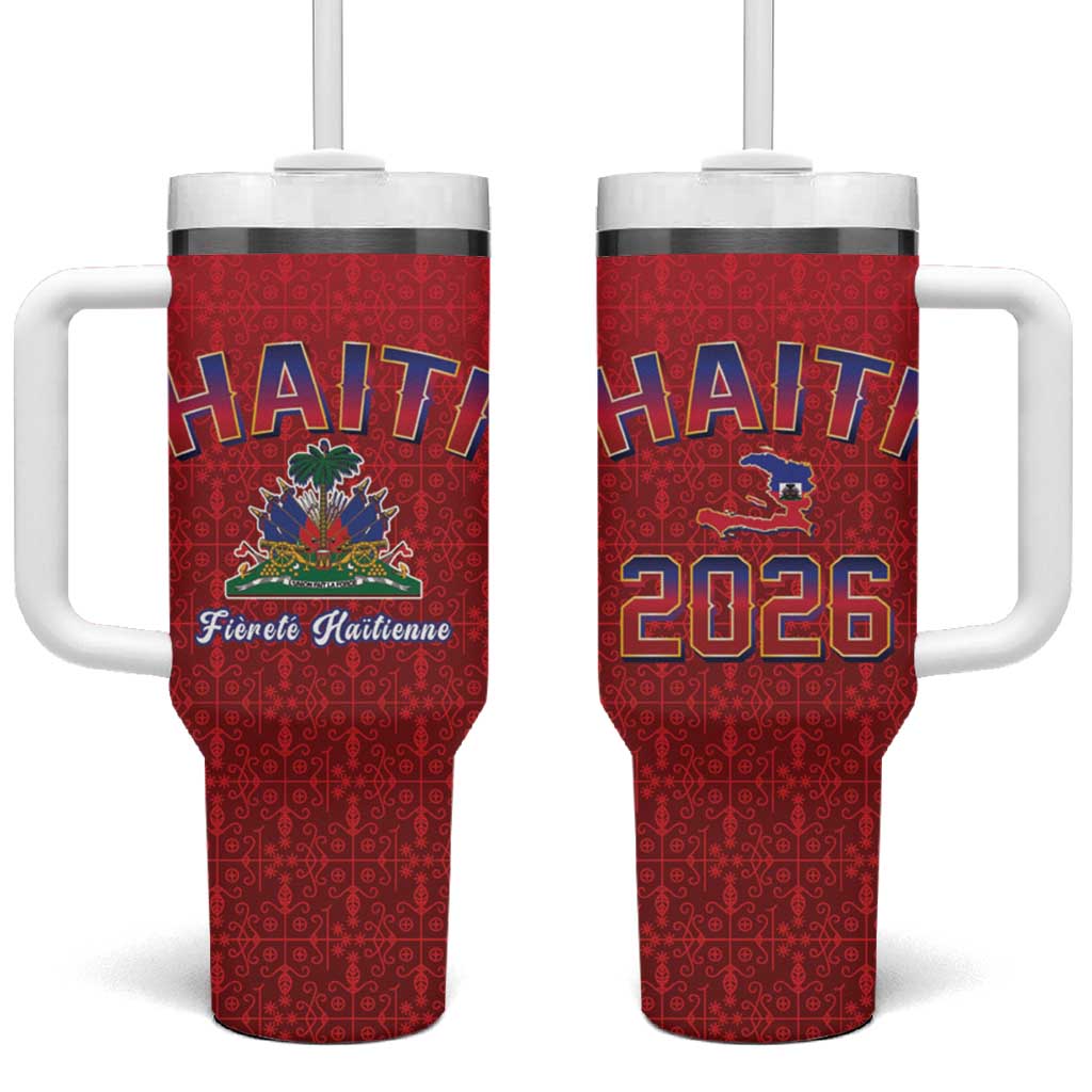 Afro-Haitians World Football 2026 Tumbler With Handle Haiti est de Retour Red Voodoo Veve Spirits - African Pride