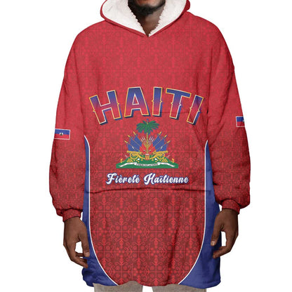 Afro-Haitians World Football 2026 Wearable Blanket Hoodie Haiti est de Retour Red Voodoo Veve Spirits - African Pride