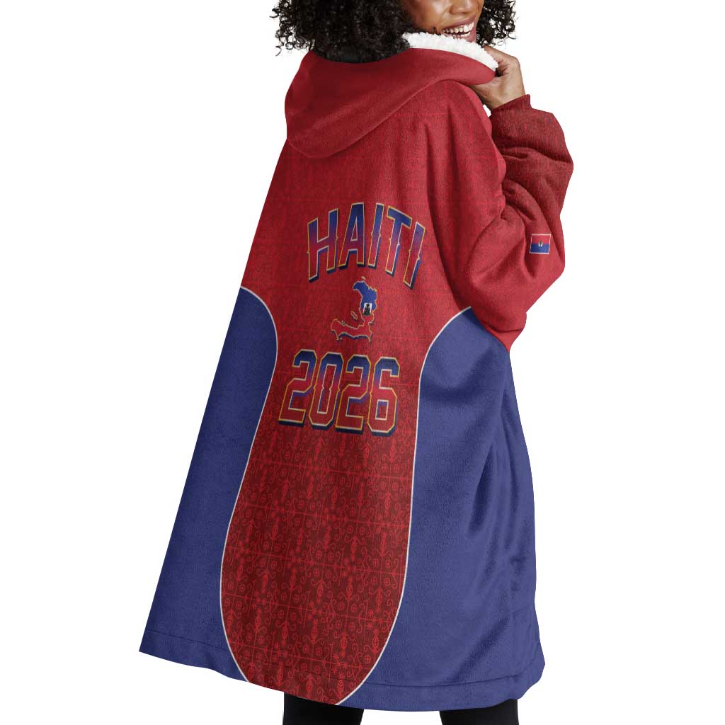 Afro-Haitians World Football 2026 Wearable Blanket Hoodie Haiti est de Retour Red Voodoo Veve Spirits - African Pride