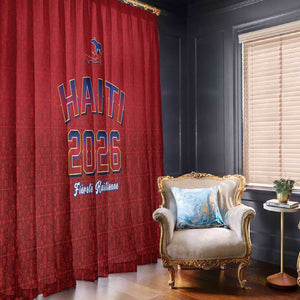 Afro-Haitians World Football 2026 Window Curtain Haiti est de Retour Red Voodoo Veve Spirits - African Pride