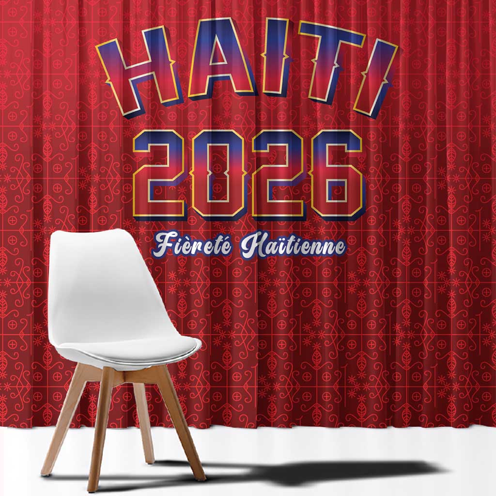 Afro-Haitians World Football 2026 Window Curtain Haiti est de Retour Red Voodoo Veve Spirits - African Pride
