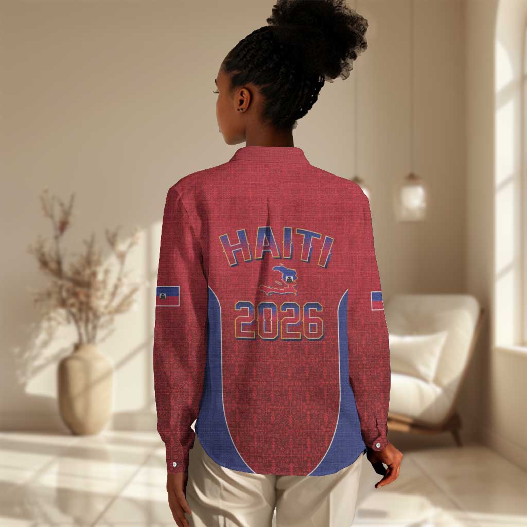 Afro-Haitians World Football 2026 Women Casual Shirt Haiti est de Retour Red Voodoo Veve Spirits - African Pride