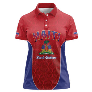 Afro-Haitians World Football 2026 Women Polo Shirt Haiti est de Retour Red Voodoo Veve Spirits - African Pride