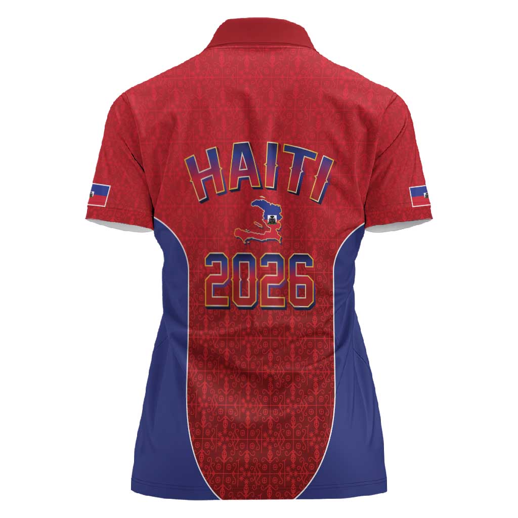 Afro-Haitians World Football 2026 Women Polo Shirt Haiti est de Retour Red Voodoo Veve Spirits - African Pride
