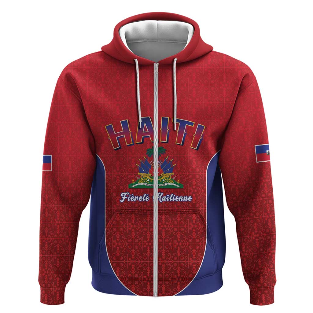 Afro-Haitians World Football 2026 Zip Hoodie Haiti est de Retour Red Voodoo Veve Spirits - African Pride