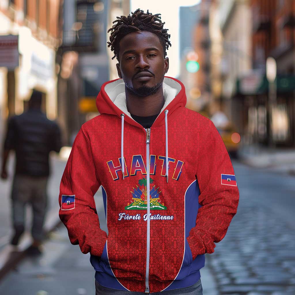 Afro-Haitians World Football 2026 Zip Hoodie Haiti est de Retour Red Voodoo Veve Spirits - African Pride