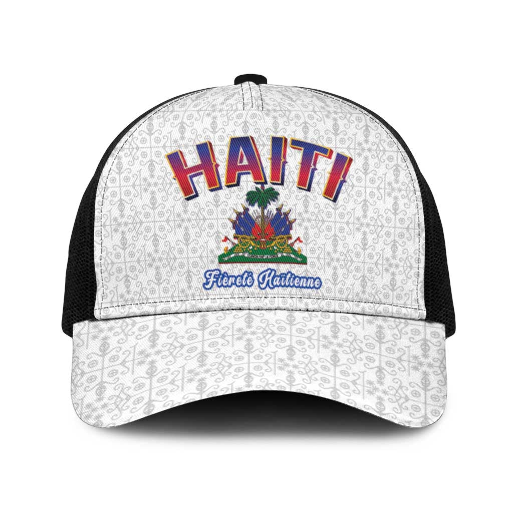 Afro-Haitians World Football 2026 Baseball Net Cap Haiti est de Retour White Voodoo Veve Spirits - African Pride