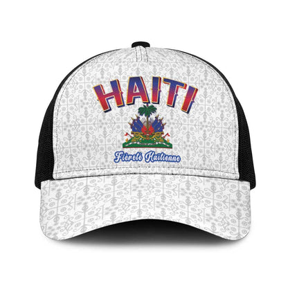 Afro-Haitians World Football 2026 Baseball Net Cap Haiti est de Retour White Voodoo Veve Spirits - African Pride