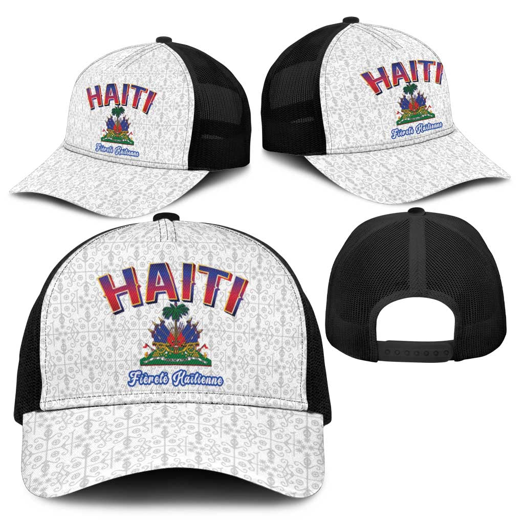 Afro-Haitians World Football 2026 Baseball Net Cap Haiti est de Retour White Voodoo Veve Spirits - African Pride