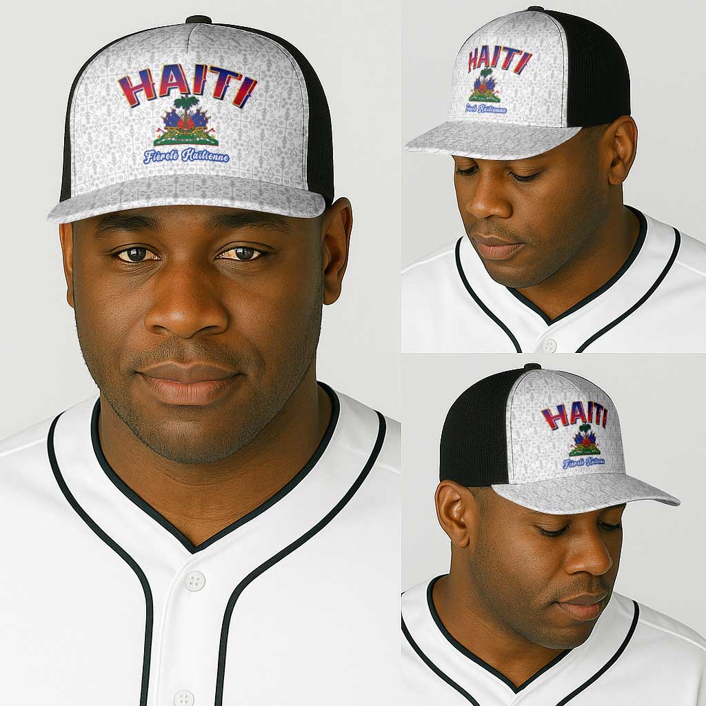 Afro-Haitians World Football 2026 Baseball Net Cap Haiti est de Retour White Voodoo Veve Spirits - African Pride