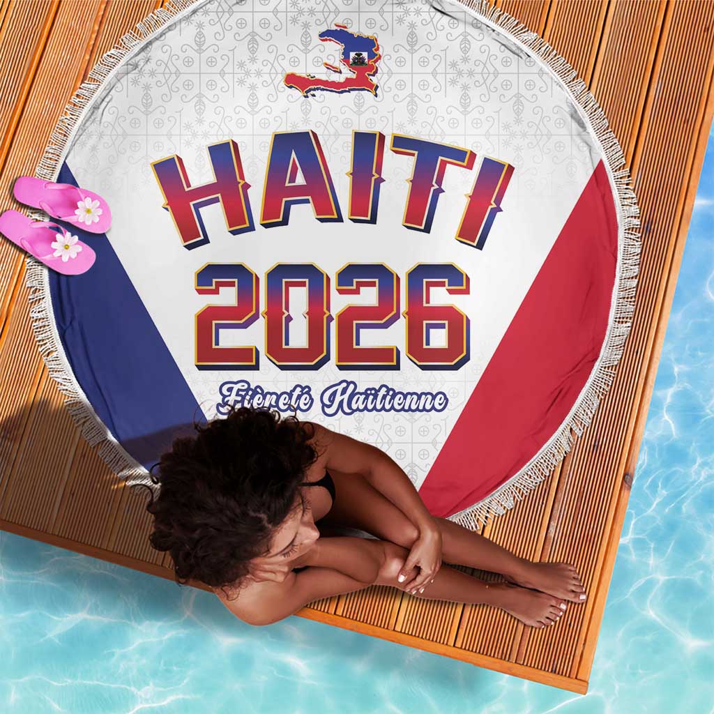 Afro-Haitians World Football 2026 Beach Blanket Haiti est de Retour White Voodoo Veve Spirits - African Pride