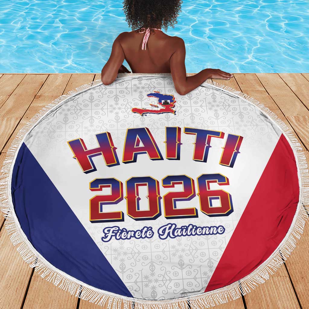 Afro-Haitians World Football 2026 Beach Blanket Haiti est de Retour White Voodoo Veve Spirits - African Pride